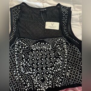 NWT windsor black mesh pearl tank